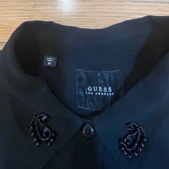 Guess Fringe‎ Top Sleeveless Embellished Collar Western Blouse Size Medium - Picture 4 of 6